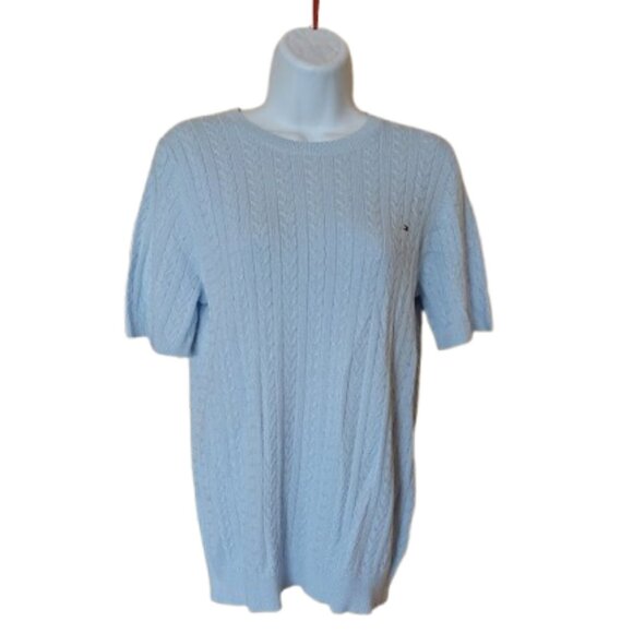 TOMMY HILFIGER Short Sleeve Cotton Sweater - Picture 1 of 5